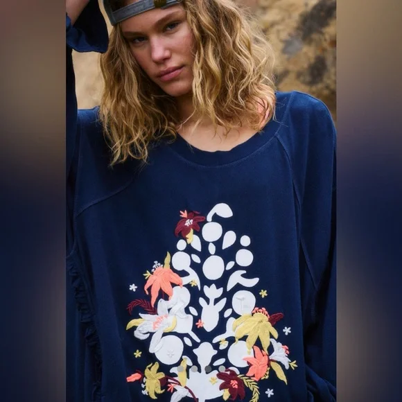 NWT FREE PEOPLE MOVEMENT Spring Forward Tunic In Midnight Navy Combo MSRP $128 - Picture 4 of 16